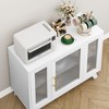 Whizmax Modern Sideboard Buffet Cabinet - Fluted Glass Door, 2-Tier Storage, Accent Cabinet for Dining Room, Kitchen, Coffee Bar & Home Decor - 4 of 4