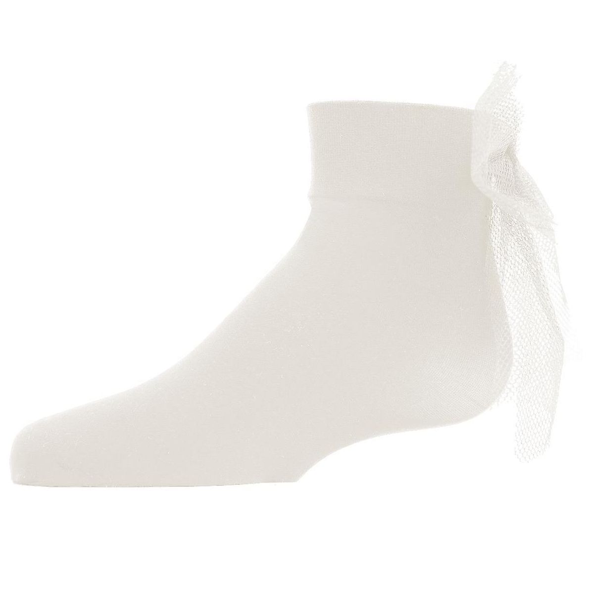 Memoi Microfiber Tulle Bow Anklet Socks - thumbnail 4