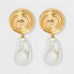 SUGARFIX by BaubleBar Swirled Pearl Drop Earrings - Gold