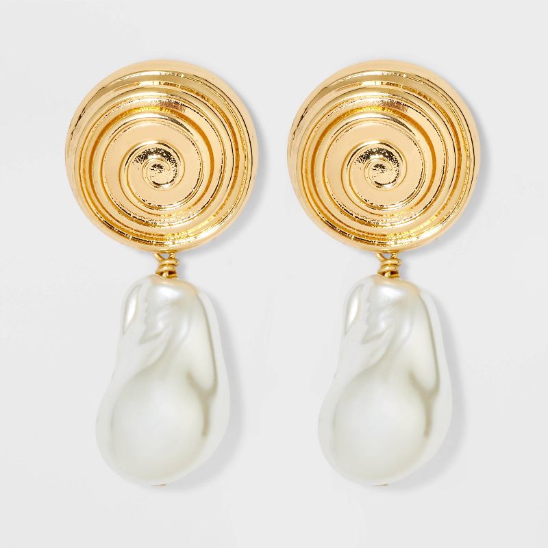 SUGARFIX by BaubleBar Swirled Pearl Drop Earrings - Gold, 1 of 6