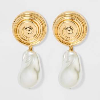 SUGARFIX by BaubleBar Swirled Pearl Drop Earrings - Gold