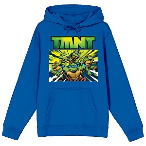 World Of TMNT Group Shot Long Sleeve Royal Blue Adult Hooded Sweatshirt - 1 of 3