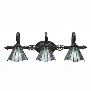 Toltec Lighting Elegante 3 - Light Vanity in  Dark Granite with 7" Sea Ice Art Glass Shade - 1 of 1
