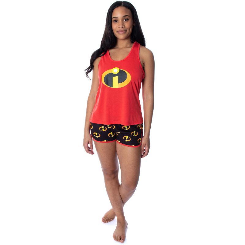 Disney Women's The Incredibles Logo Racerback Tank and Shorts Pajama Set Red, 2 of 6