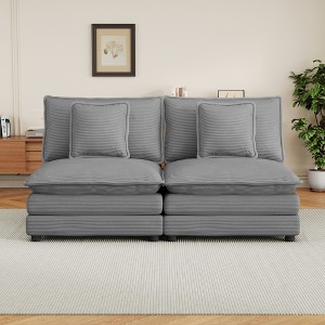 Modular Corduroy Sofa Couch, Upholstered Sofa with Removable Pillows & Deep Seat for Living Room - ModernLuxe - 1 of 4