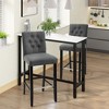 HOMCOM 2 Piece Barstools Linen Upholstered Breakfast Stools with Back, Footrest, ,Armless Seat for Kichen Dining Room,Solid Wood Leg, Gray - 3 of 4
