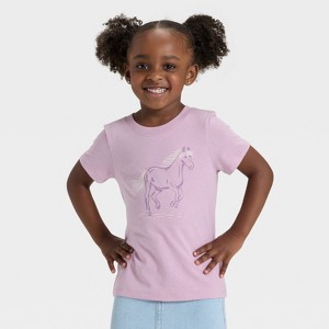 Toddler Girls' Horse Graphic T-Shirt - Cat & Jack™ Lavender - 1 of 4