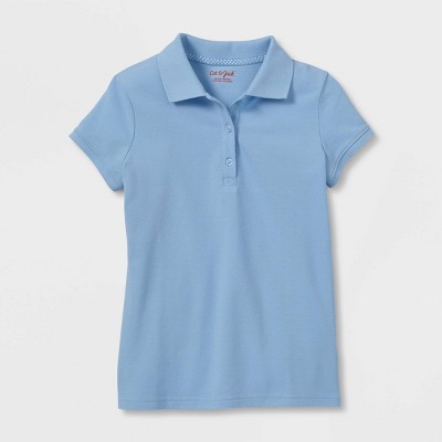 Girls' Short Sleeve Uniform Polo Shirt - Cat & Jack™ Light Blue
