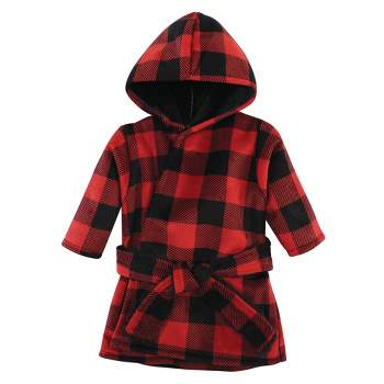 Hudson Baby Mink with Faux Fur Lining Pool and Beach Robe Cover-ups, Buffalo Plaid