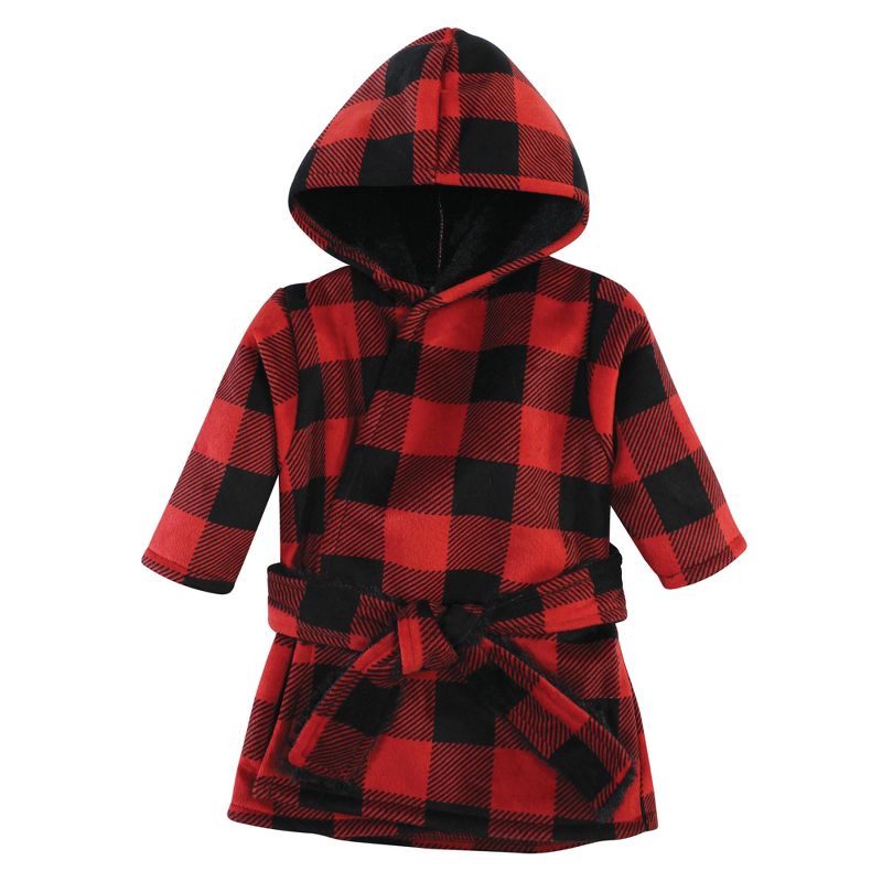 Hudson Baby Mink with Faux Fur Lining Pool and Beach Robe Cover-ups, Buffalo Plaid, 1 of 3