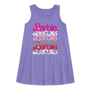- Barbie - Stacked Barbie Vday Graphic Sleeveless Aline Dress - 1 of 3