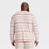 Men's "Let it Snow" Fair Isle Cozy Knit Long Sleeve Henley Holiday Matching Family Pajama Shirt - Wondershop™ Cream - 2 of 4