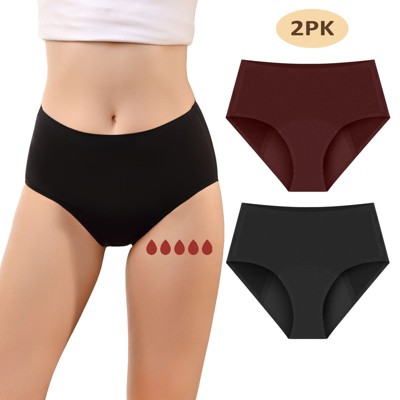 CARER Womens Period Underwear Comfort Leak Proof Underwear for Women Mild Absorbency Menstrual Briefs Day 50ml and Night 100ml - 2pk