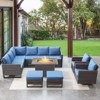 POCASSY 8 Piece Outdoor Sectional Patio Furniture Set, All Weather Brown Wicker Outdoor Furniture Set with Swivel Chair and 41" Propane Fire Pit - 2 of 4
