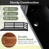 Country Style Wooden Swing Daybed, Twin/Full Size Porch Swing with 4pcs 96-inch Hemp Ropes for Backyard & Garden - ModernLuxe - 3 of 4