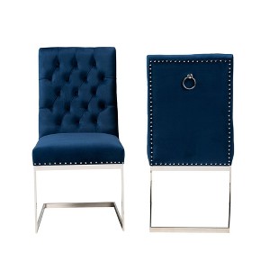2pc Sherine Velvet Fabric and Metal Dining Chair Set - Baxton Studio - 1 of 4