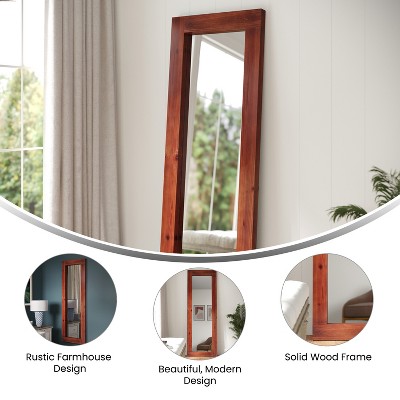 Rustic Dark Brown Full Length Wood Frame Mirror, 66x23