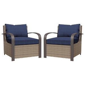 YARDSIGHT Modern PE Rattan Patio Chair  Plush Cushioned Outdoor Dining Seating with Curved Armrests Weather-Resistant Wicker for Patio & Garden - 1 of 4
