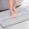 Unique Bargains Chenille Non-Slip Soft Plush Shaggy Striped Extra Thick and Absorbent Bath Rug - image 2 of 4