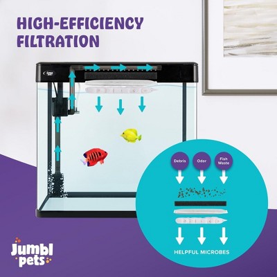 Premium 12-Gallon Black Glass Fish Aquarium Kit with LED Lighting