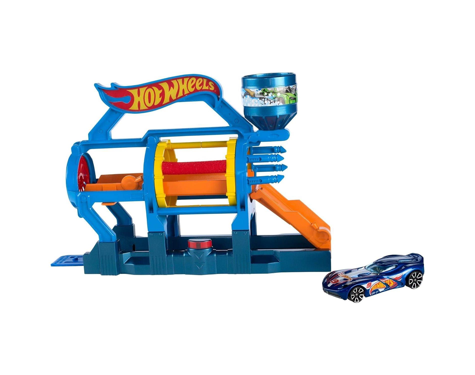 Hot Wheels City Turbo Jet Car Wash Track Builder Playset w/ Vehicle