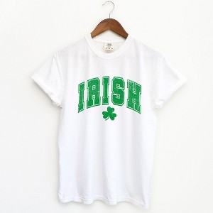 Simply Sage Market Women's Irish Varsity Grunge Short Sleeve Garment Dyed Tee - 1 of 4