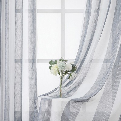 Whizmax Semi Sheer Curtains Room Decorative Vertical Stripe Voile ...