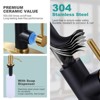 WOWOW 3 Modes Single Handle Waterfall Pull Down Sprayer Kitchen Faucet with Soap Dispenser in Brushed Nickel - 4 of 4