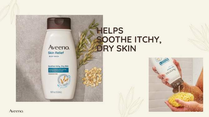 Aveeno Skin Relief Moisturizing Body Lotion with Oat and Shea Butter for Dry Skin, Fragrance Free, 2 of 16, play video