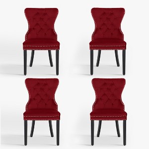 WestinTrends  Velvet Upholstered Tufted Dining Chairs (Set of 4) - 1 of 4