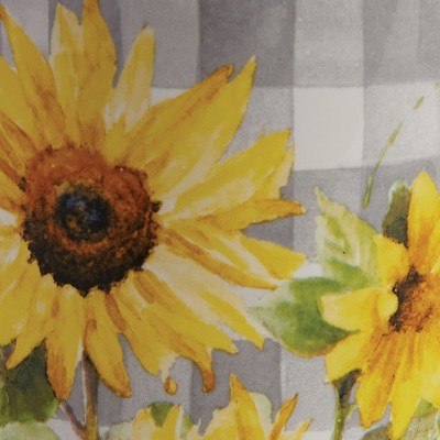 White Ceramic Sunflower Mug Set of 4