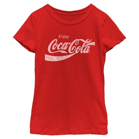 Coca-Cola Girls Coca Cola Distressed Enjoy T Shirt - Red - Large