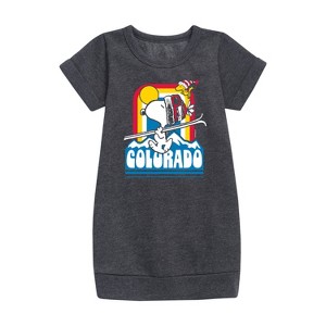 - Peanuts - Ski Colorado Graphic Short Sleeve Fleece Dress - 1 of 3