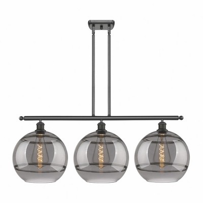Rochester - 3 Light Stem Hung Island In Industrial Style-13.88 Inches Tall and 38.5 Inches Wide