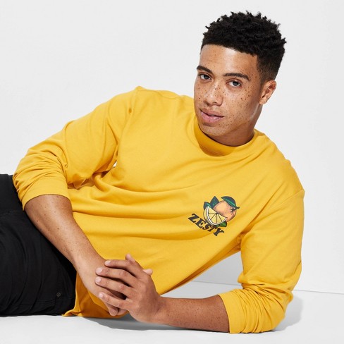 Men s Long Sleeve T Shirt Original Use Yellow S