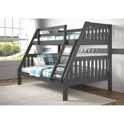 Twin/Full Mission Bunk Bed Dark Gray - Donco Kids