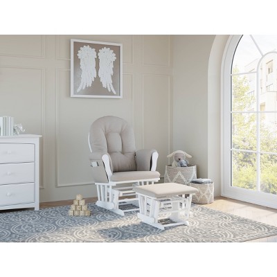 White and Taupe Swirl Glider with Ottoman Set
