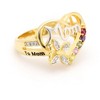 Mom Heart Ring Cz Gold Plated Engraved to Mom With Love Womens Ginger Lyne Collection - 4 of 4