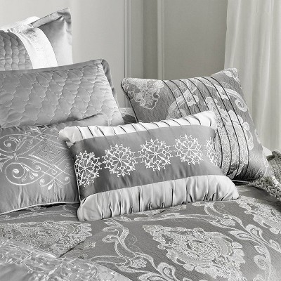 Kacee Platinum Gray 12-Piece King Comforter Set