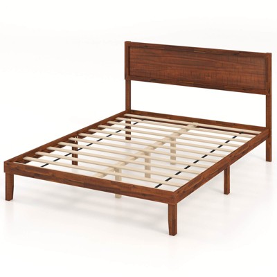 Infans Queen Bed Frame w/ Rustic Headboard Under-bed Storage Space No Box Spring Needed
