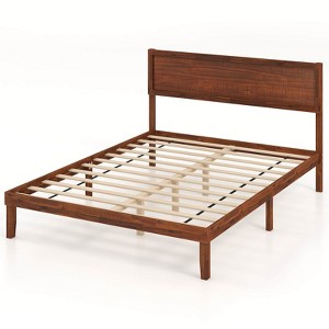 Infans Queen Bed Frame w/ Rustic Headboard Under-bed Storage Space No Box Spring Needed - 1 of 4