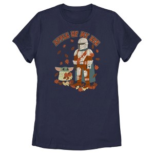 Women's Star Wars: The Mandalorian Grogu and Din Djarin Fall Leaves Apple of my Eye T-Shirt - 1 of 4