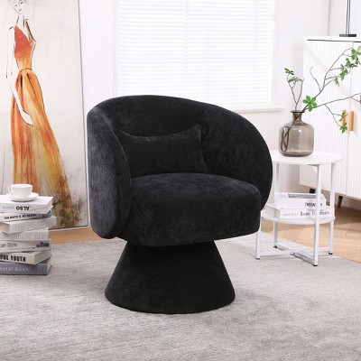 Okak Swivel Accent Chair Armchair, Round Barrel Chair in Fabric, Perfect for Living Room