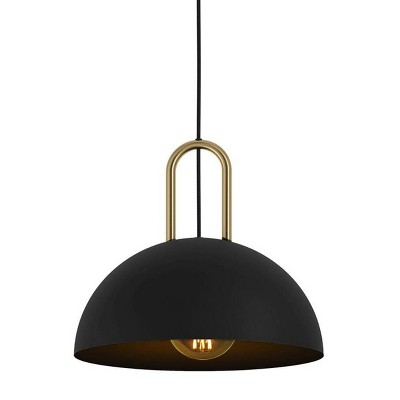 Calmanera 13" Black and Brass LED Pendant Light
