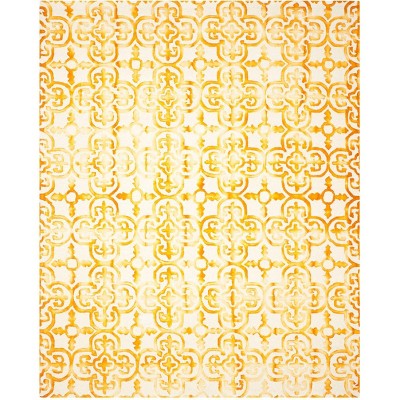 Hand-Tufted Ivory and Gold Wool Geometric Area Rug, 9' x 12'