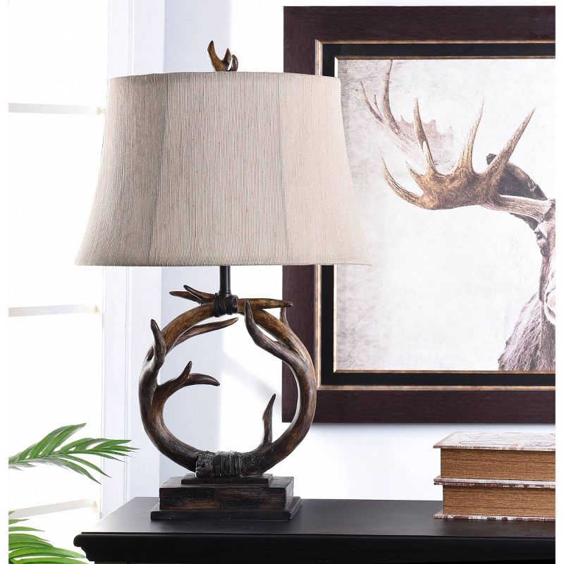 Dalton Brown Antler Table Lamp with Beige Hardback Fabric Shade  - StyleCraft, 4 of 11