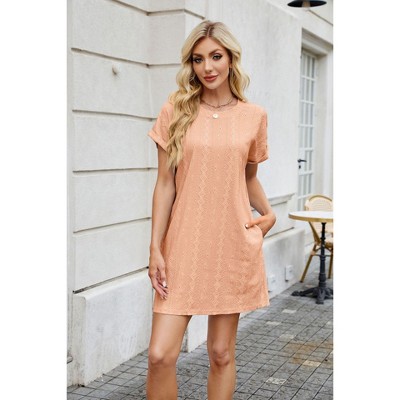 Womens Summer Dresses Fashion 2025 Short Sleeve Spring Mini Dress Casual Beach Vacation Clothes Dresses