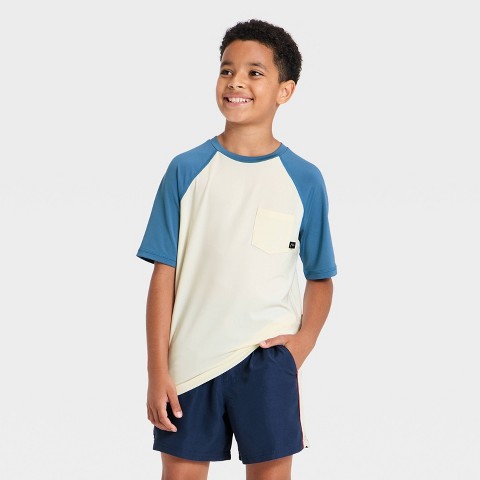 Детские рубашки Art Class Boys' Short Sleeve Rash Guard Swim Shirt - art class™ White L