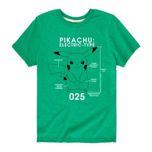 Boys' - Pokémon - Pikachu Pokedex Diagram Short Sleeve Graphic T-Shirt - 1 of 4