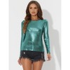 Allegra K Women's Long Sleeve Puff Sleeve Party Glitter Shiny Metallic Tops - 4 of 4